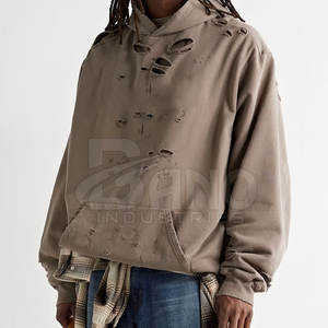 Último diseño sudaderas con capucha desgastadas hechas en Pakistán estilo callejero sudaderas con capucha desgastadas personalizadas al por mayor - Product Image 2
