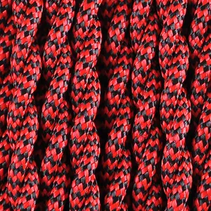 Red black colored decorative fabric twisted wire rayon wrapped power cable rayon braided copper wire