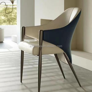 Chaises de salle à manger personnalisées de luxe modernes en velours/imitation cuir, dossier contourné de manière complexe, durables, réglables et extensibles - Product Image 2