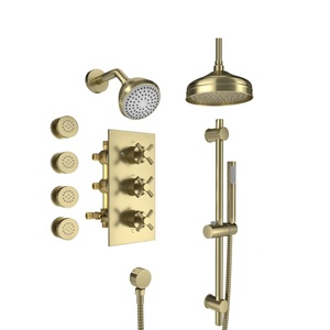 Cross-border 8-inch Concealed Lifting Rod Handheld <b>Shower</b> Dual <b>Shower</b> Head Zinc Nozzle <b>System</b> Top Spray Chrome Hotel Use BXW-017 - Product Image 2