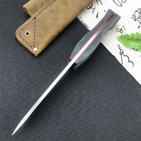 Buschcrafter 162 G10 Poignée Couteau à lame fixe Camping Full Tang Couteau de chasse avec gaine en peau de vache