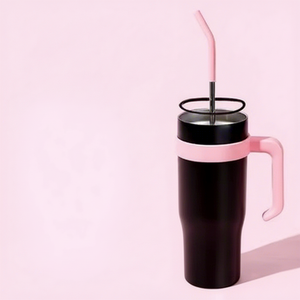 Nuova Tazza Termica da Auto Nera e Rosa da 40oz con Manico, Isolamento Sottovuoto, Grande Capacità, Bottiglia da Viaggio - Product Image 2