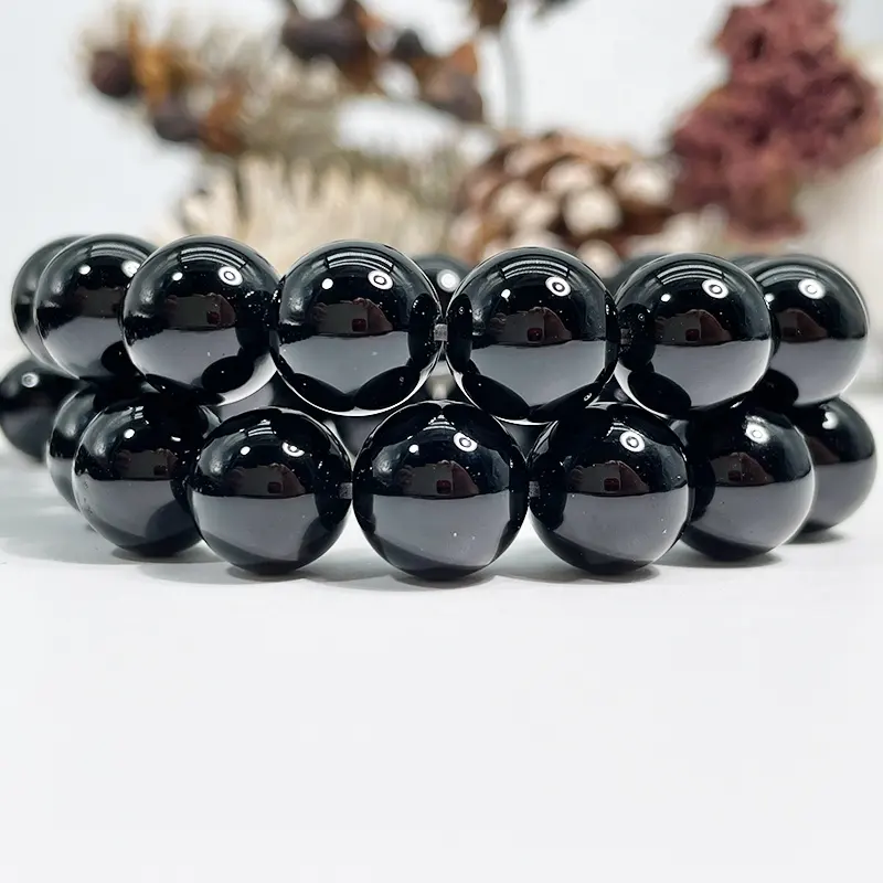 Wholesale Natural Black Onyx Agate Gemstone Round Loose Beads for Jewelry Making Necklace Bracelet