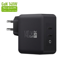 Produk Terlaris 2026 Colokan Dinding EU Dual Port Tipe C USB PD 3.1 PPS Gan Pengisi Daya Cepat 140w untuk Perangkat Smartphone Laptop