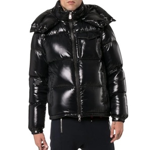 Veste coupe-vent unie pour hommes, blouson d'hiver à bulles à capuche, de couleur unie, vente en gros, - Product Image 1