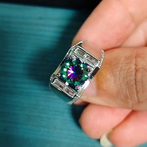 Venta al por mayor OEM ODM personalizado AU375 417 585 750 9K 10K 14K 18K joyería 2ct 8mm D Color <span class=keywords><strong>Moissanite</strong></span> diamante hombres anillo de oro - Product Image 3