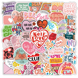 50 pièces auto amour Club <span class=keywords><strong>Phrases</strong></span> <span class=keywords><strong>positives</strong></span> Graffiti autocollants pour fille livre téléphone décor inspirant VSCO autocollant - Product Image 1