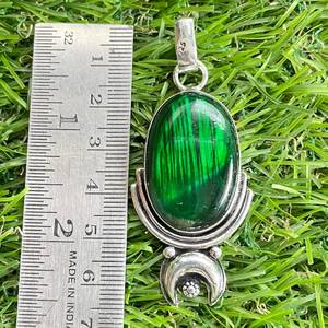 Pendentif en labradorite verte en argent sterling 925 Bijoux en pierres précieuses faits à la main avec rhodium et plaqué or LABRADORITE GEMSTONE - Product Image 5