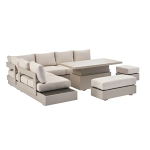 Large L Shaped Modular <strong>Garden</strong> Patio Dining Sofa Set with <strong>Rising</strong> <strong>Table</strong> Aluminum Outdoor Sofa <strong>Furniture</strong> - Product Image 5