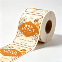 Étiquettes personnalisées en rouleau style vintage Wild Honey, écologiques, imperméables, autocollantes, avec illustration florale dessinée à la main, promotionnelles