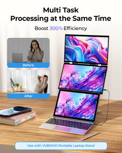 Moniteur à <span class=keywords><strong>écran</strong></span> tactile 2K QKD <span class=keywords><strong>double</strong></span> vue 14 ''15.6'' pour ordinateur portable externe pliable à 360 degrés Design multi-touch en aluminium USB LCD Nouveau - Product Image 3