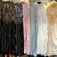 Robe de soirée de luxe à col haut, ornée de perles et de cristaux, style droit, longueur cheville, Abaya faite à la main, designs islamiques de Dubaï, robe de soirée