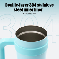 Gobelet isotherme innovant en acier inoxydable avec poignée et couvercle à paille, grande capacité 40oz, double paroi sous vide, fabricant OEM