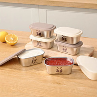 Boîte à assaisonnements en acier inoxydable 304 avec couvercle, mini plat à sauce et coupelle à trempette, rangement de condiments de cuisine, design carré et mignon