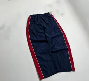 Factory Custom Men's Casual Blank Baggy Waterproof Windbreaker Polyester Side Stripe Wide Leg Nylon Track Pants Trousers