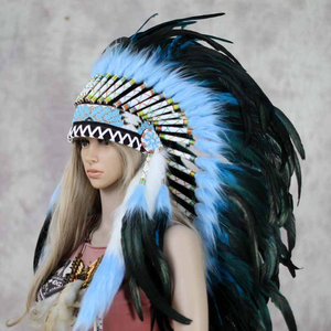 Coiffe de plumes de showgirl indienne en gros plumes de queue de coq pour Costume de carnaval de Noël - Product Image 1