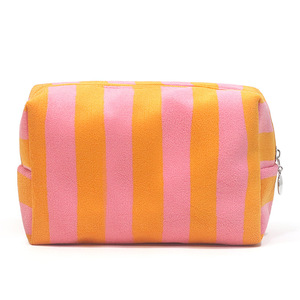 Pochette de maquillage en tissu éponge rayé doux, logo personnalisé, sac de rangement cosmétique de voyage, organiseur de soins de la peau, trousse de toilette - Product Image 4