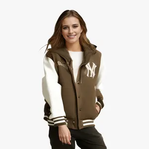 Jaket Baseball pria dan wanita, jaket bisbol longgar Unisex, jaket Bomber kasual, jaket lapangan, bordir huruf berbulu, pria dan wanita 2023