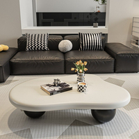 Table basse carrée moderne en bois en forme de nuage, noir et blanc et crème, durable et facile à nettoyer