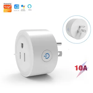 Minienchufe inteligente Tuya, enchufe de 10A, Control de voz inalámbrico por WiFi, Ip44, Alexa y Google para Smart Home, EE. UU.