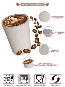 แก้วกาแฟย่อยสลายได้ขนาด 350 มล. ผลิตจากกากกาแฟ เกรดอาหาร ย่อยสลายได้ เป็นมิตรกับสิ่งแวดล้อม ใช้แล้วทิ้งได้ พิมพ์โลโก้ได้ เหมาะสำหรับร้านกาแฟ โรงแรม ของขวัญทางธุรกิจ - Product Image 3