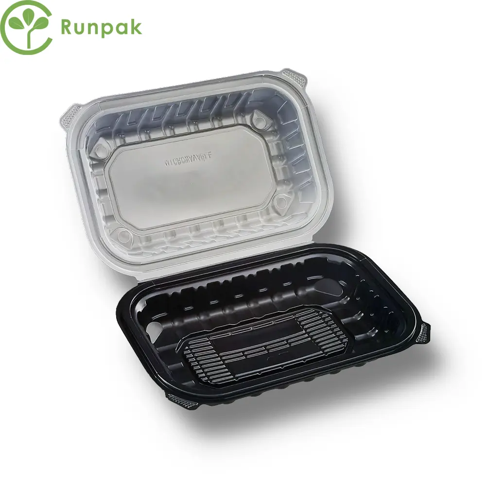 9*6 polegada 1 compartimento clear & black plástico takeout descartável lancheira/recipiente de alimento takeaway recipiente articulado 150pcs/carton