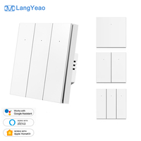 Interruptor de Luz Inteligente WiFi LangYeao Apple HomeKit para UE y Reino Unido con Neutro, 1/2/3 Vías 600W, Compatible con Siri, Alexa y Google Home, 6 Colores