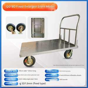 Industriële transportkar met vier wielen, verchroomd staal, hoge belastbaarheid (1000-1200 kg), geschikt voor winkels, industrie en magazijnen. - Product Image 6