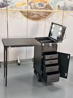 Table à ongles LED portable avec Bluetooth et rangement, station de manucure pliable blanche pour salon et usage domestique, 3 lumières réglables