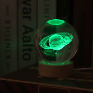 Bola de cristal esculpida em 3D, luz noturna, bola de vidro, base de madeira, decoração, presente de aniversário, luz comemorativa de Natal - Product Image 5
