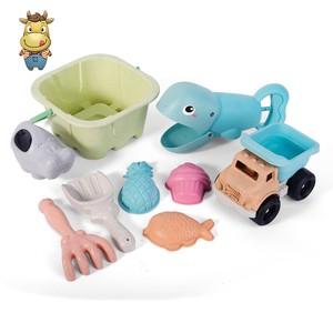 Wholesale Wheat Straw Beach Toys 9pcs <b>Kids</b> Sand Toy Set with Backpack Bucket Dump Truck Whale <b>Watering</b> <b>Can</b> Eco-Friendly Bulk - Product Image 1