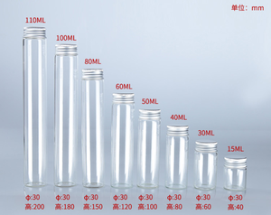 Frasco de Medicina Pequeño Hecho a Medida, 30 mm de Diámetro, Borde Plano Enrollado, Tapa de Aluminio Plateada Mate con Rosca, Tubo de Ensayo de Vidrio - Product Image 2