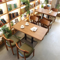Ensemble table et chaises de restaurant de style japonais en bois massif et métal pour restaurants de nouilles, de burgers, de thé au lait occidental et de cafés