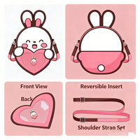 Nouvel Arrivage Sac Ita Personnalisé Mignon en Forme de Lapin avec Fenêtre Transparente en Forme de Cœur pour Affichage de Pins, Mini Sac Bandoulière Cartoon pour Fans d'Anime