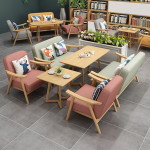 Set di mobili moderni in legno massello per ristoranti caffetterie negozi di tè latte Dessert bar per riunioni di svago soggiorno - Product Image 2