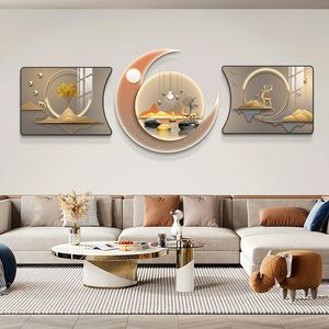 Cuadro <span class=keywords><strong>de</strong></span> pared <span class=keywords><strong>de</strong></span> luna <span class=keywords><strong>con</strong></span> paisaje <span class=keywords><strong>de</strong></span> <span class=keywords><strong>animales</strong></span> <span class=keywords><strong>de</strong></span> lujo moderno <span class=keywords><strong>con</strong></span> diamante LED cristal porcelana salón pared arte pintura conjunto decoración del hogar - Product Image 3
