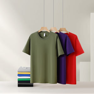 पुरुषों के 190gms कपास ओवरसाइज टी-शर्ट शॉर्ट स्लीव ओ-गर्दन ठोस रंग सरल यूरोपीय आकार के कैजुअल पुरुषों खाली टी-शर्ट पर सबसे ऊपर - Product Image 2