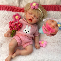 12 Zoll realistische Hauttextur Vollsilikon Reborn Baby Mädchenpuppen mit Schnuller, eingewurzeltem blonden Haar, schlaffe Neugeborenenpuppe als Geschenk
