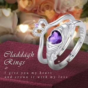 Changda 925 стерлингового серебра Claddagh сердце свадебное не тусклое гравированное кольцо на день рождения пара для влюбленных - Product Image 6