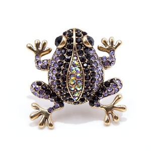 Antique Gold Tone Esmeralda Verde Rosa Colorido Strass Animal Sapo Broche Pin - Product Image 5