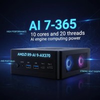 Mini PC AMD AI9-HX370 Nuevo, Diseño de Alto Rendimiento, Gráficos Radeon 890M, Juegos Competitivos, Edición de Video, Oficina, 1 Año de Garantía