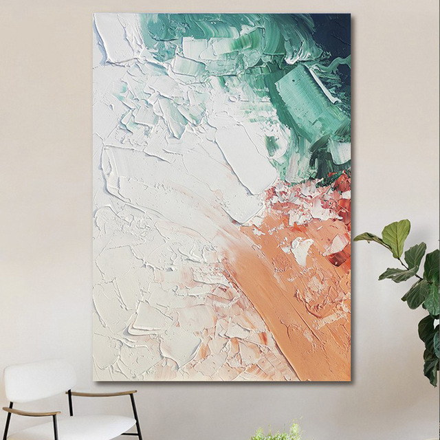 Canvas Handmade Oil Painting Abstract Styles Art for Office Room Wall Decoration High Quality Blue and White Pictures