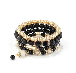 European and American Hot - Selling Bohemian Style <strong>Beaded</strong> Bracelet Geometric Round Glass Beads Inlaid with Diamond Elastic Brace - Product Image 6