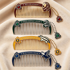 Peine para el <span class=keywords><strong>Cabello</strong></span> Estilo Vintage del Mundo Mágico, Peine Metálico Antiestático de Dientes Finos, Portátil, Escuela de Magia y Hechicería de Hogwarts - Product Image 3