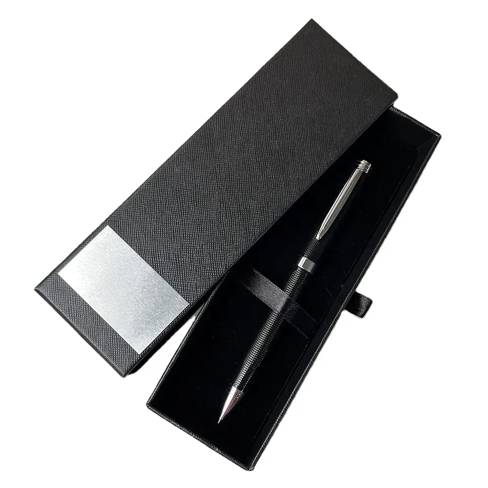 Set di penne da regalo in metallo di lusso nero con logo personalizzabile da uomo set di penne regalo