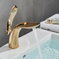 Robinet de lavabo de salle de bain de luxe en laiton, monocommande, à poser sur le comptoir, sans flexibles