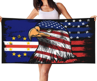 Vente directe d'usine, serviette de plage en microfibre personnalisée avec drapeau du Cap-Vert et des États-Unis, serviette de plage à séchage rapide et absorbante