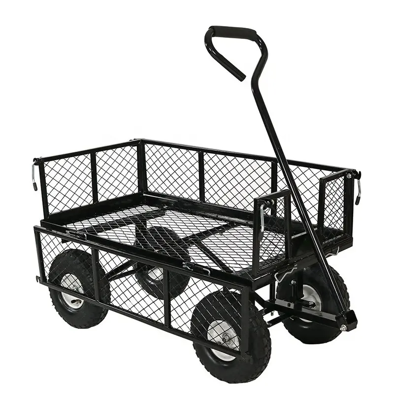 Mehrzweck-Außenhof Werkzeug aufbewahrung Mesh Garden Cart Utility Wagon Trolley Draht Stahl wagen mit Stoff bezug