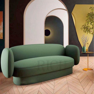 Canapé d'angle moderne et doux de 2 places, en tissu velours vert, confortable et moderne, pour hôtel, italie, mi-année, - Product Image 1