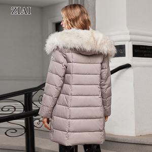 אופנה 2024 הסיטונאי של נשים החורף חם מעיל פרווה צווארון פרווה מרופד ארוך עם ברדס - Product Image 3